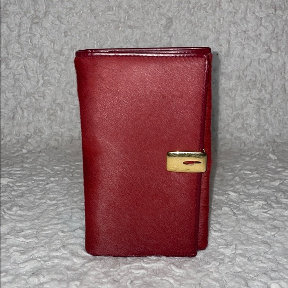 Gucci Handbags - Gucci Vintage Rare Calf Pony Hair & Leather Oxblood Bi-fold Long Kisslock Wallet